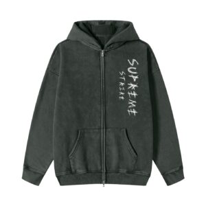 Snow Washed Zip-Through Fleece Hoodie